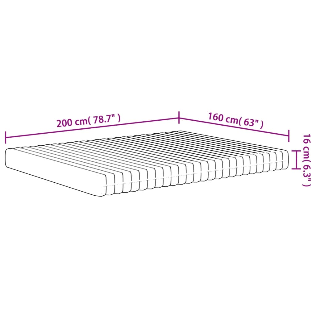 Foam mattress, 160x200cm, medium firm