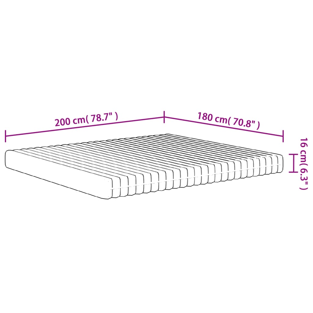 Porolona matracis, 180x200cm, vidēji ciets