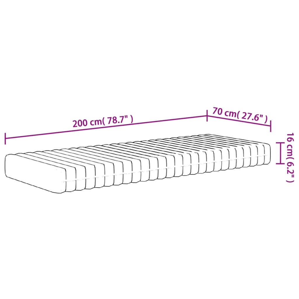 Foam mattress, 70x200cm, medium firm