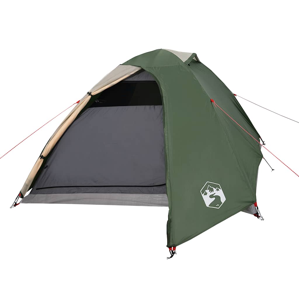 Camping tent, green, three-person, dome-shaped