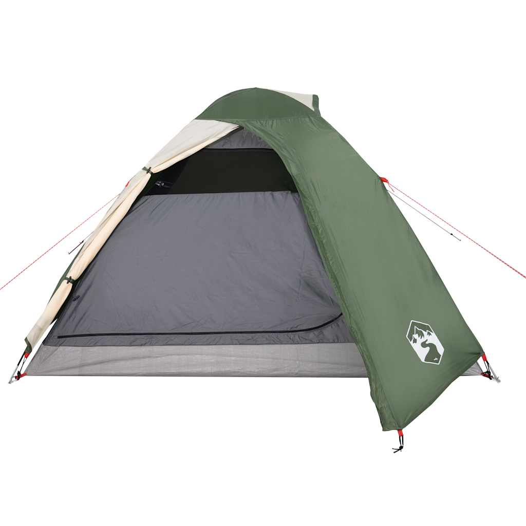 Camping tent, green, three-person, dome-shaped