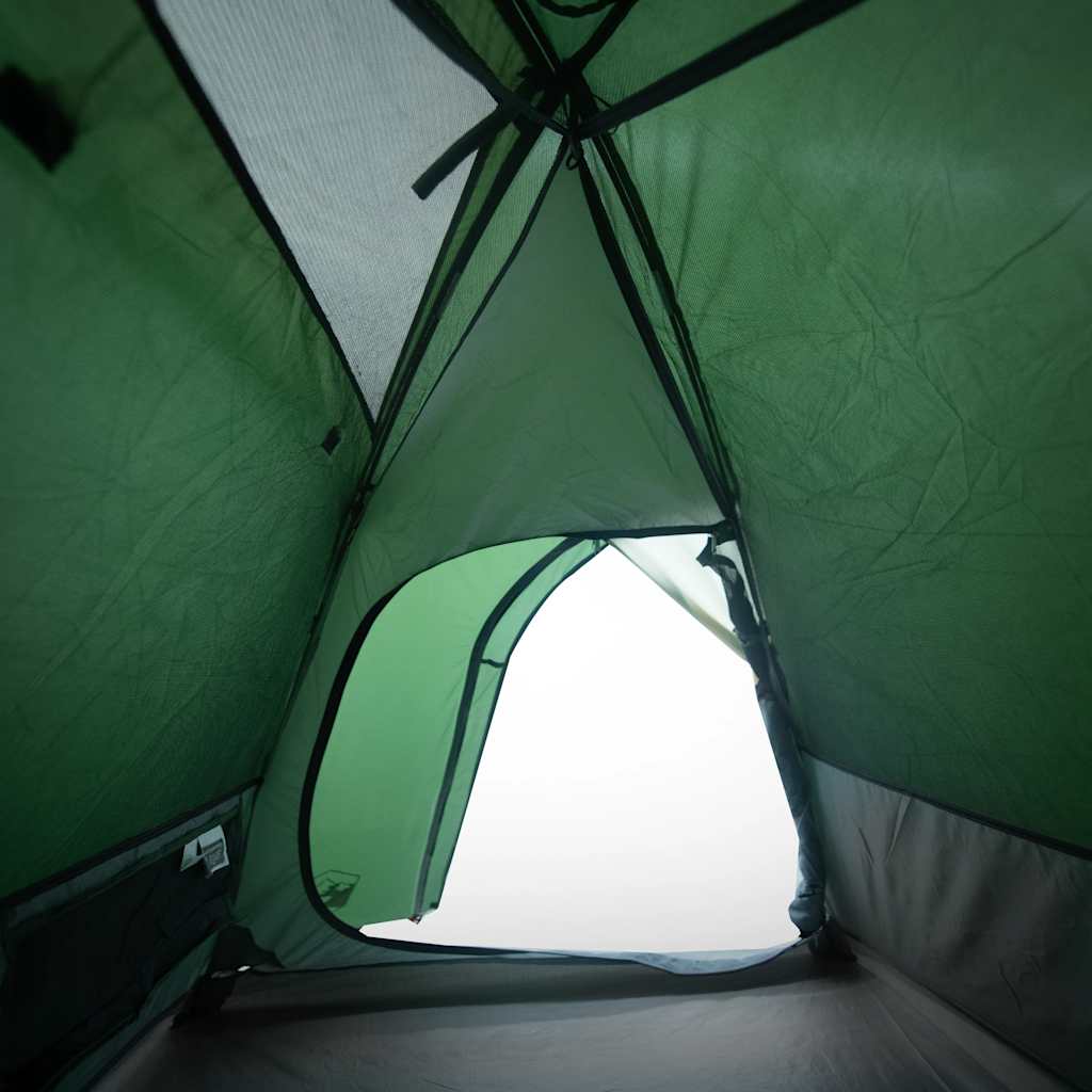 Camping tent, green, three-person, dome-shaped