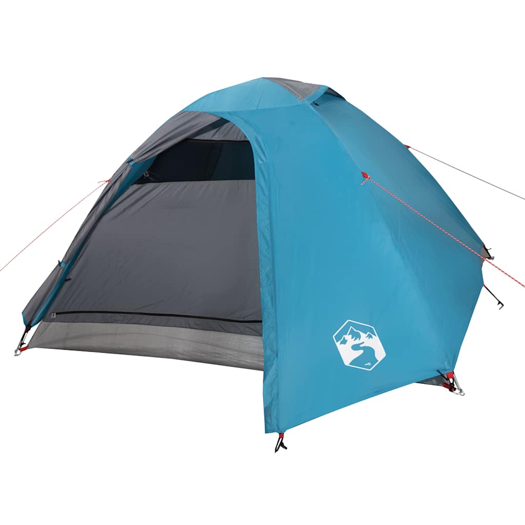 Camping tent, blue, four-person, dome-shaped