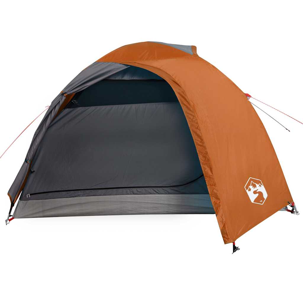 Camping tent, grey/orange, four-person, dome