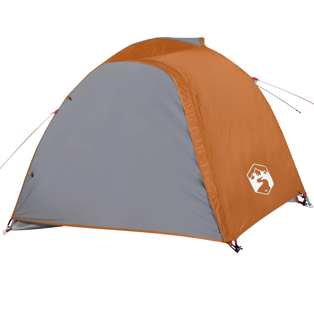 Camping tent, grey/orange, four-person, dome