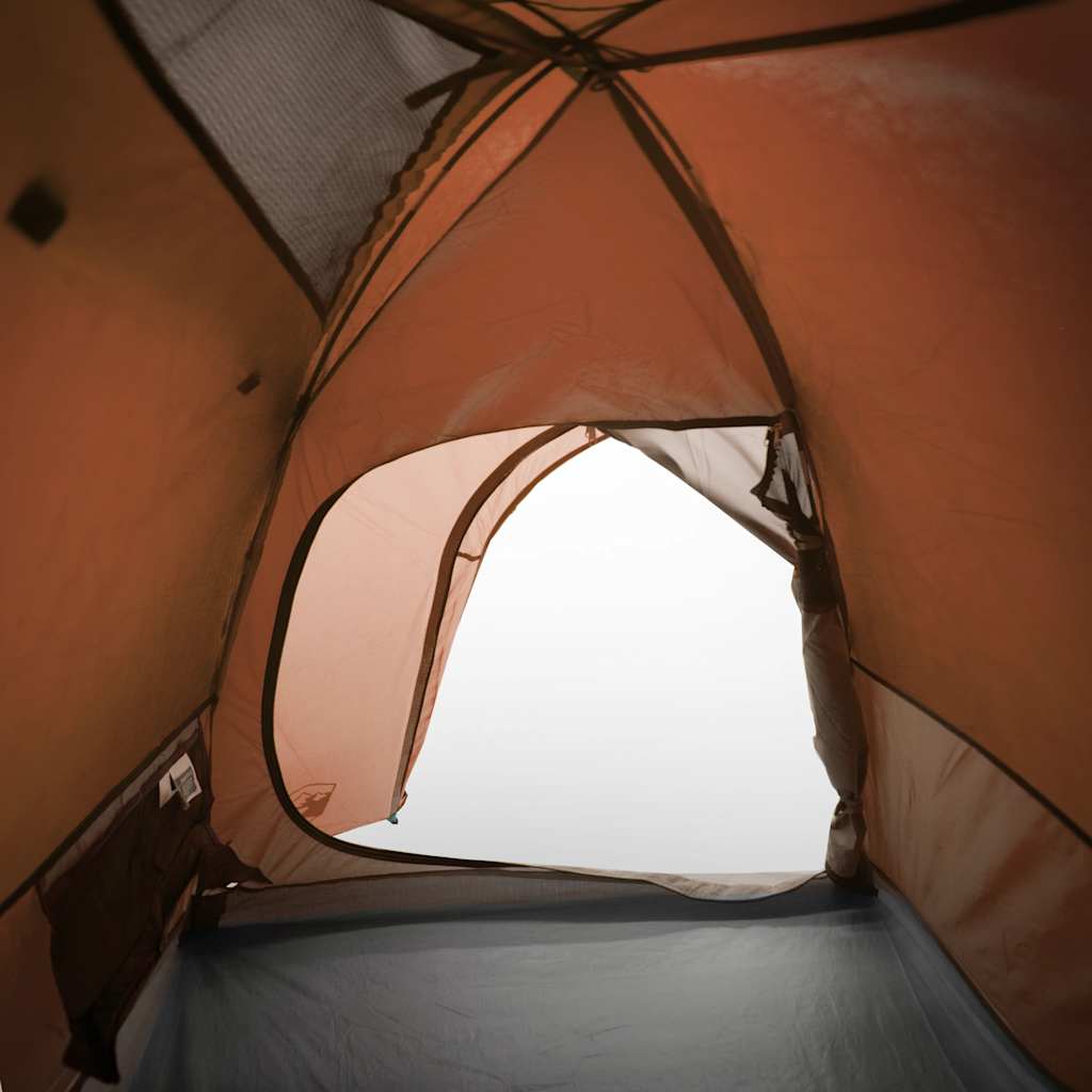 Camping tent, grey/orange, four-person, dome