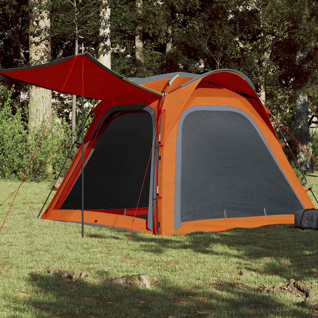 Camping tent, grey/orange, four-person