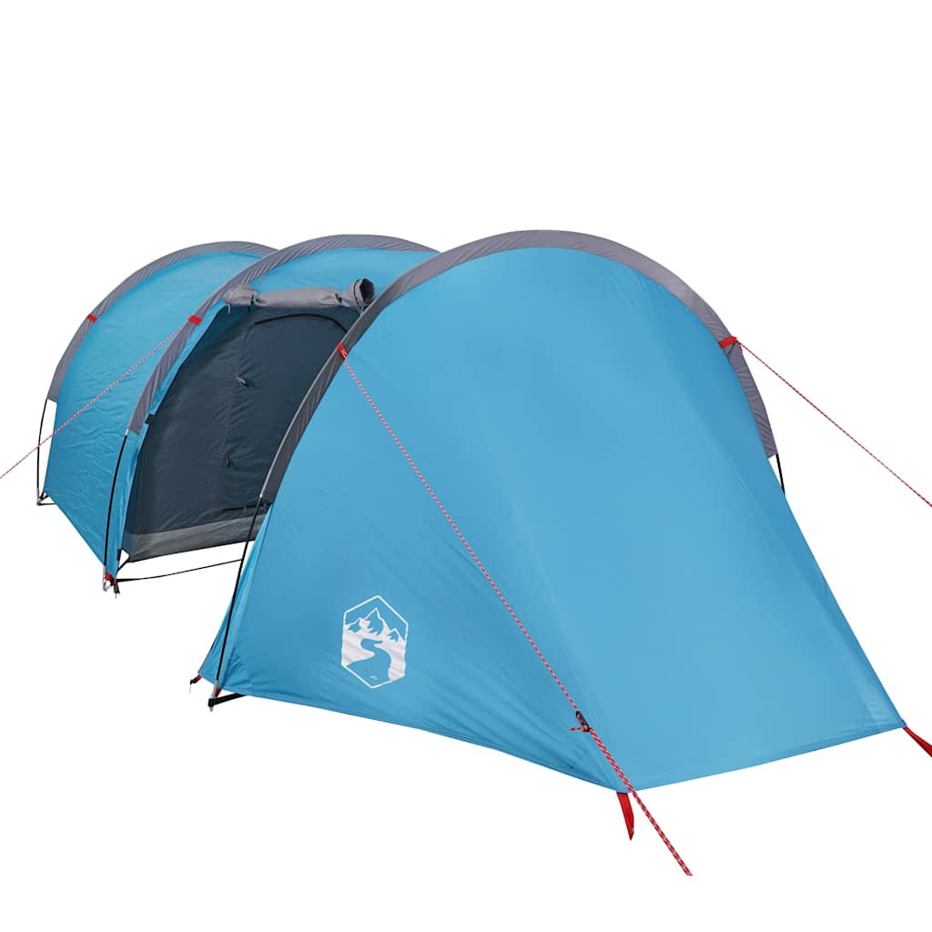 Camping tent, blue, four-person, tunnel