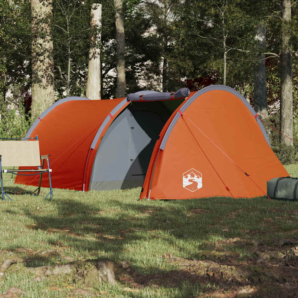 Stovyklavimo palapinė, oranžinė, keturvietė, tunelinė