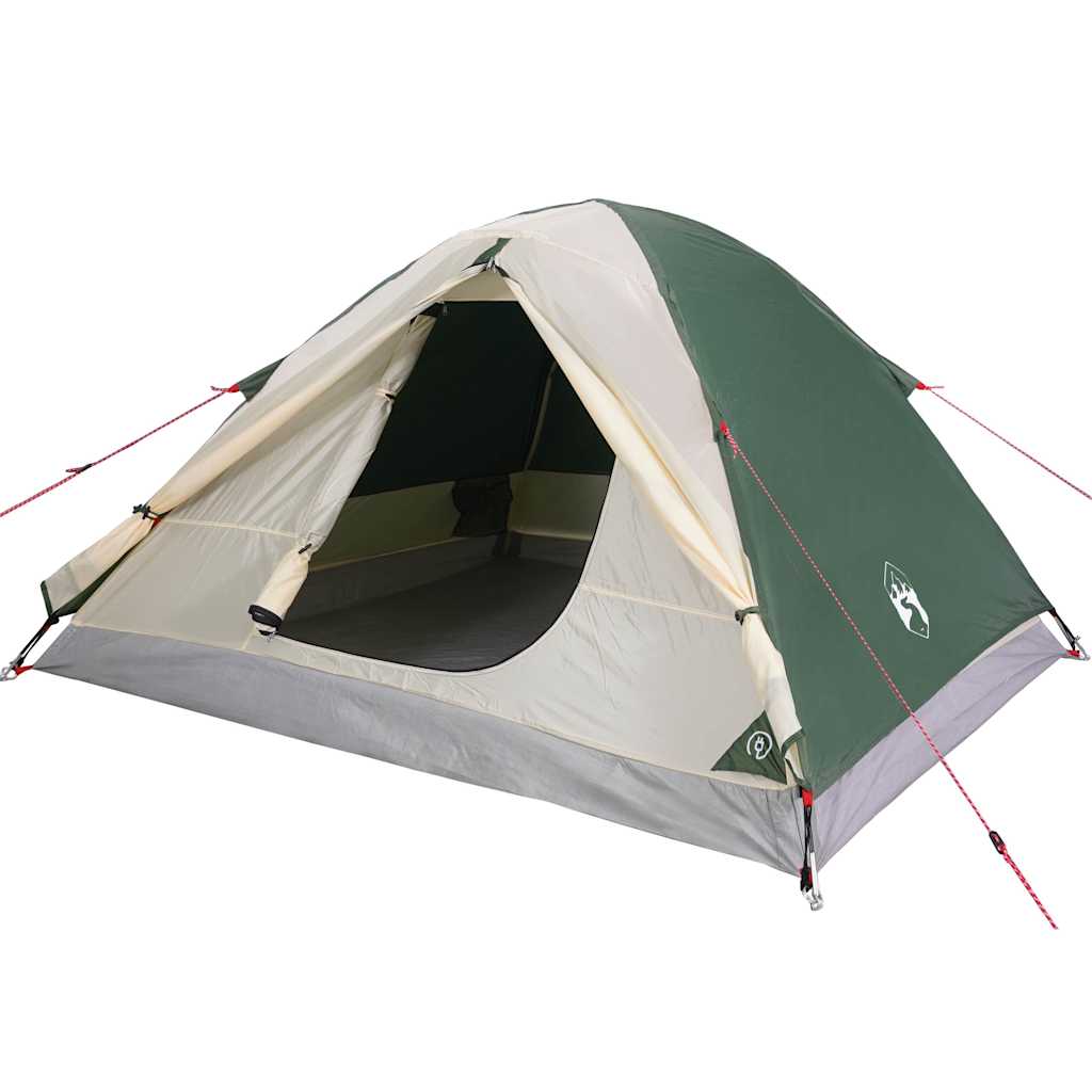 Camping tent, green, three-person, dome-shaped
