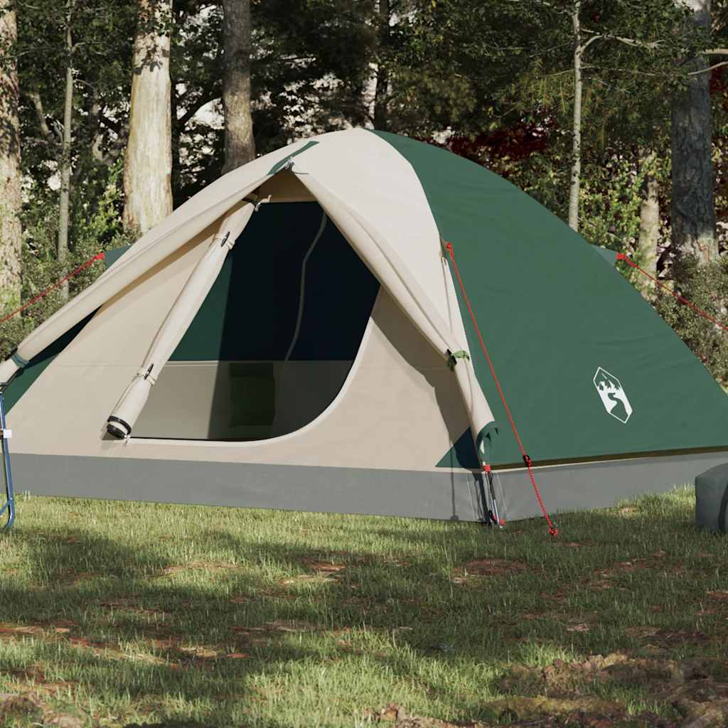 Camping tent, green, three-person, dome-shaped