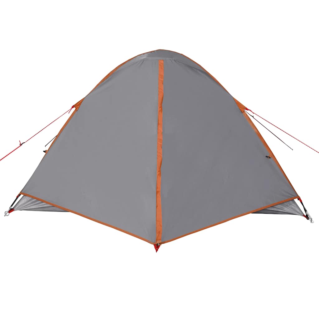 Camping tent, orange, three-person, dome-shaped