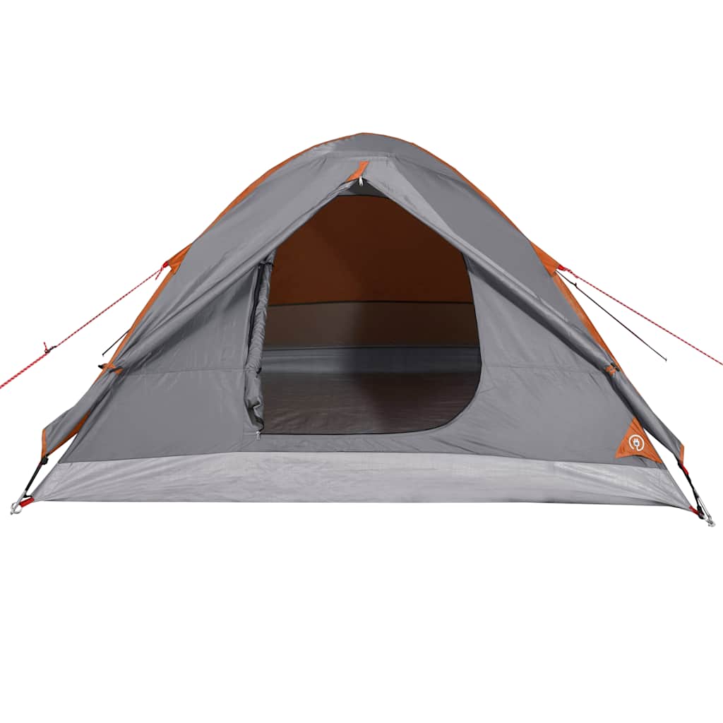 Camping tent, orange, three-person, dome-shaped