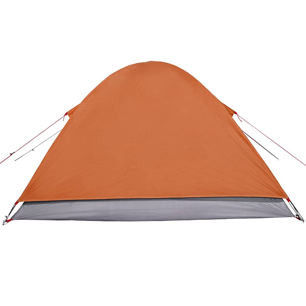 Camping tent, orange, three-person, dome-shaped