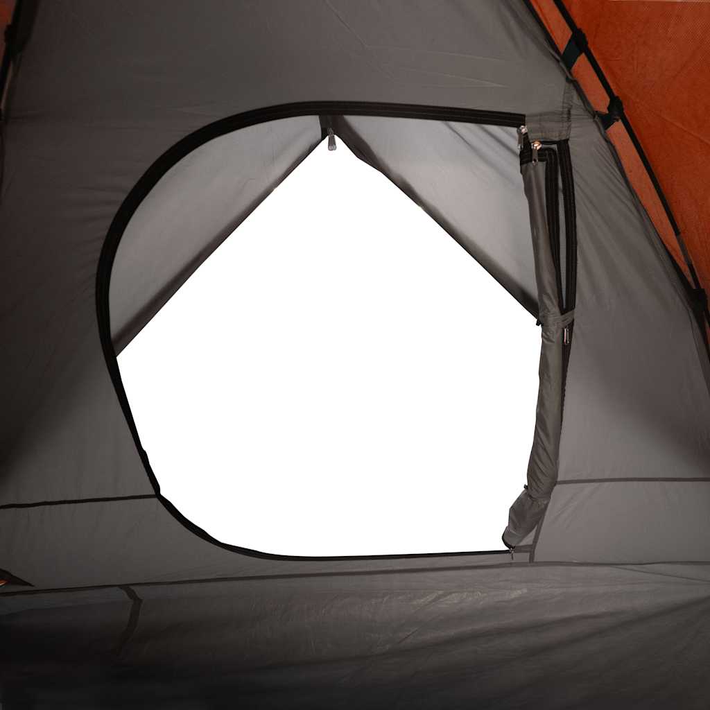 Camping tent, orange, three-person, dome-shaped