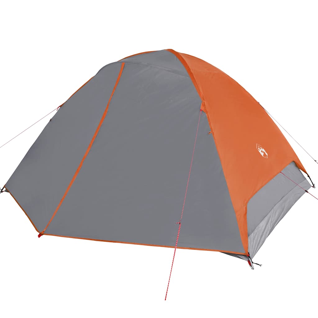 Camping tent, orange, six-person, dome-shaped