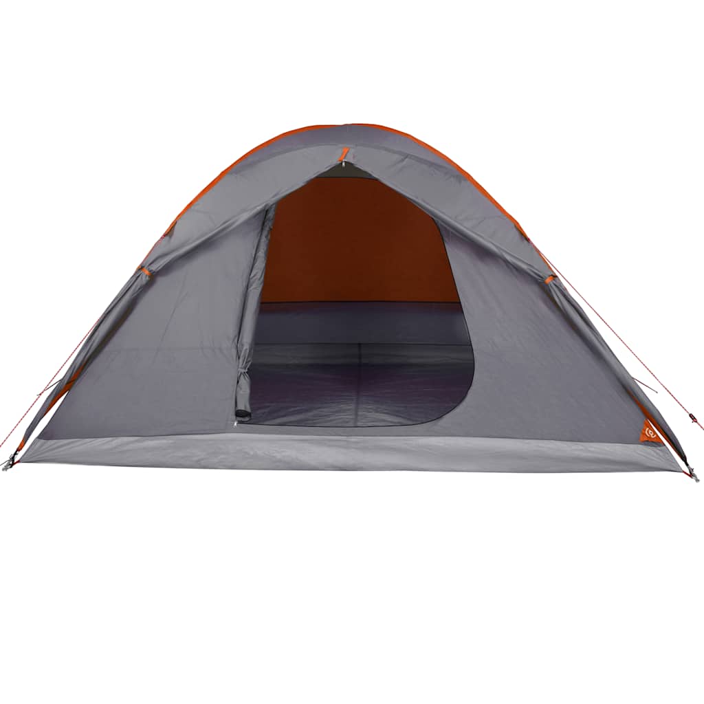 Camping tent, orange, six-person, dome-shaped
