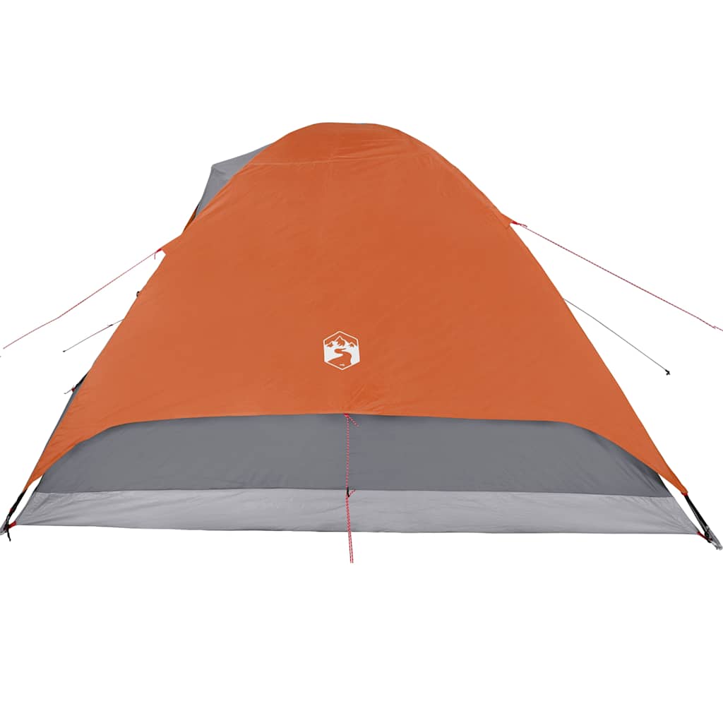Camping tent, orange, six-person, dome-shaped