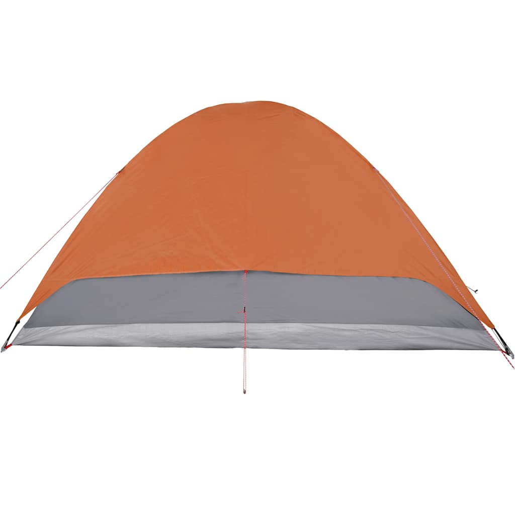 Camping tent, orange, six-person, dome-shaped