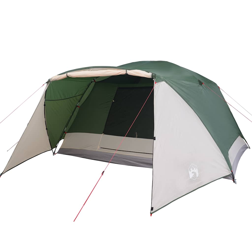 Camping tent with an awning, green, six-person