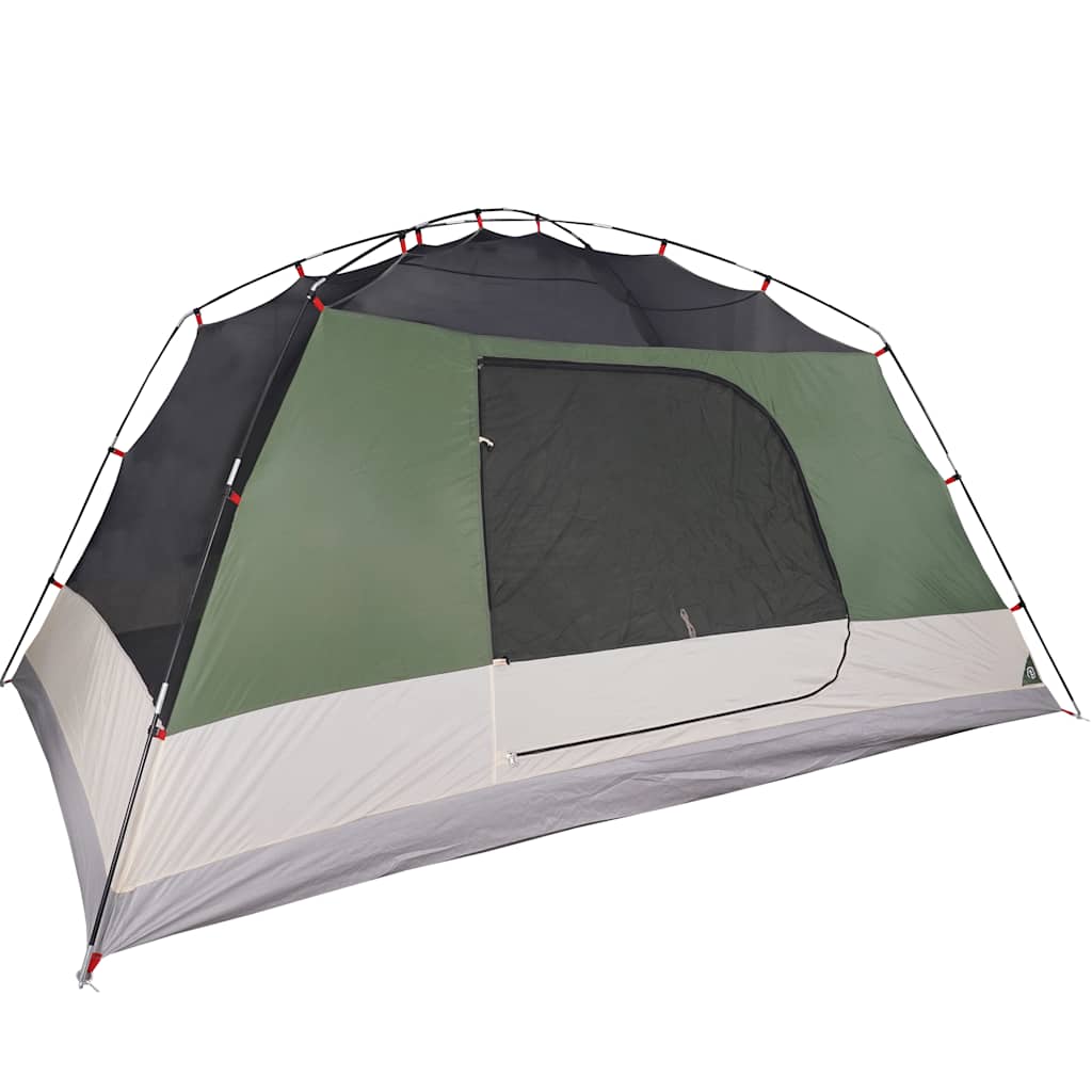 Camping tent with an awning, green, six-person