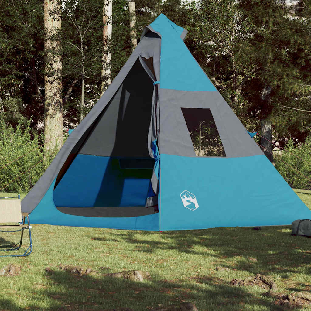 Camping tent, blue, 7-person, teepee design