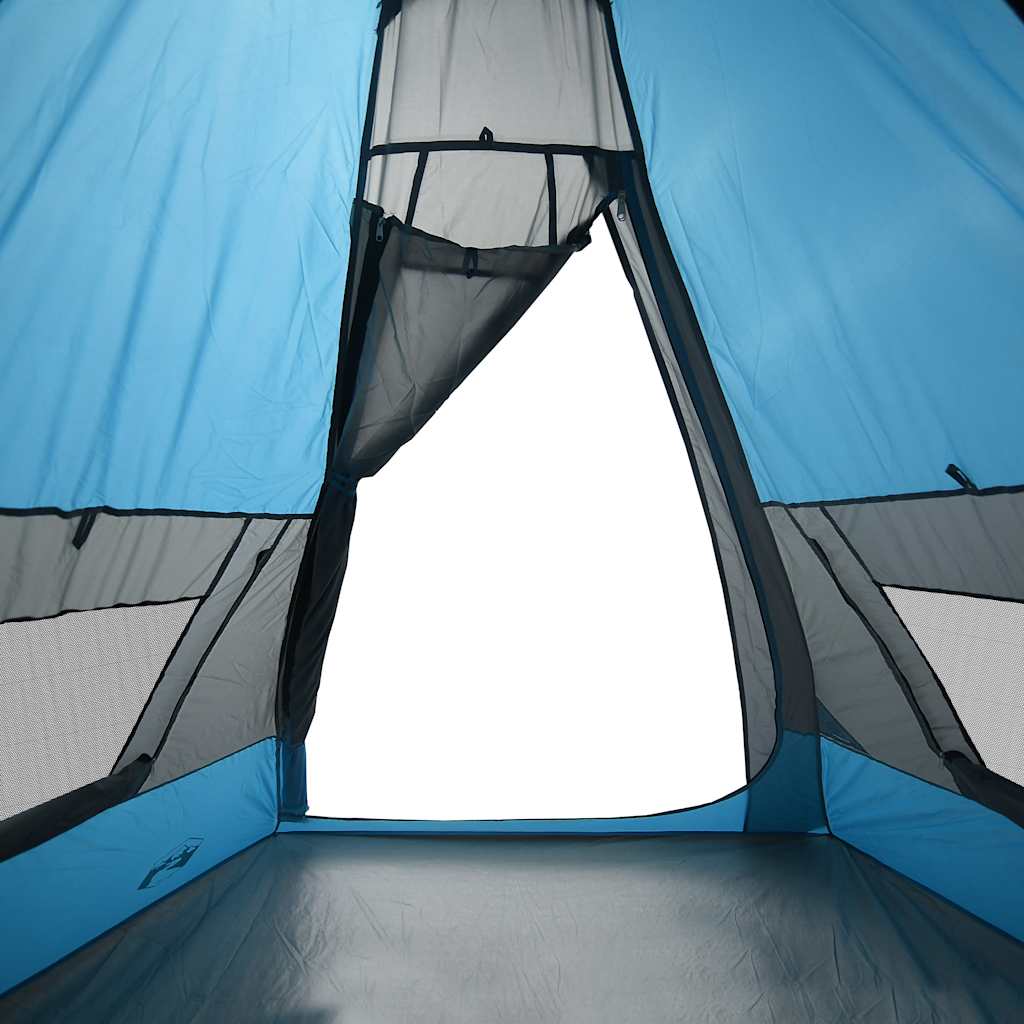 Camping tent, blue, 7-person, teepee design