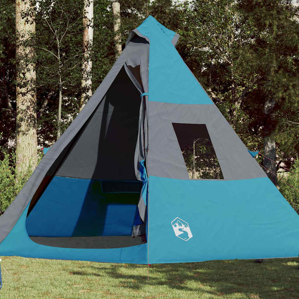 Camping tent, blue, 7-person, teepee design