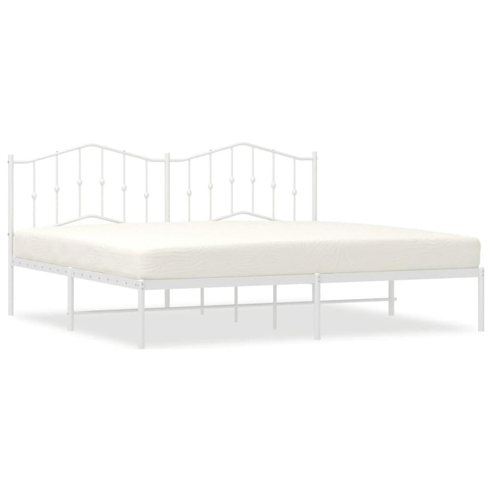 Metalinis lovos rėmas su galvūgaliu, baltos spalvos, 193x203cm