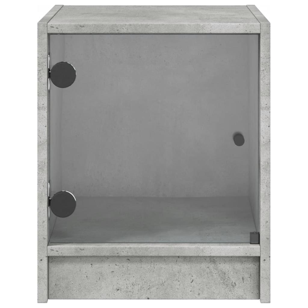 Naktinė spintelė su stiklinėmis durelėmis, betono, 35x37x42cm