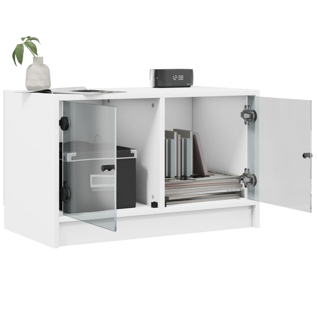 TV cabinet with glass doors, white, 68x37x42cm