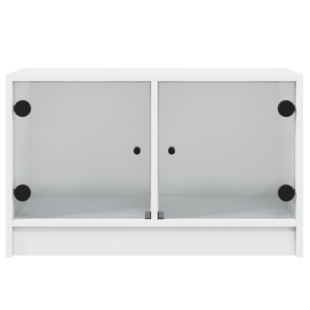 TV cabinet with glass doors, white, 68x37x42cm