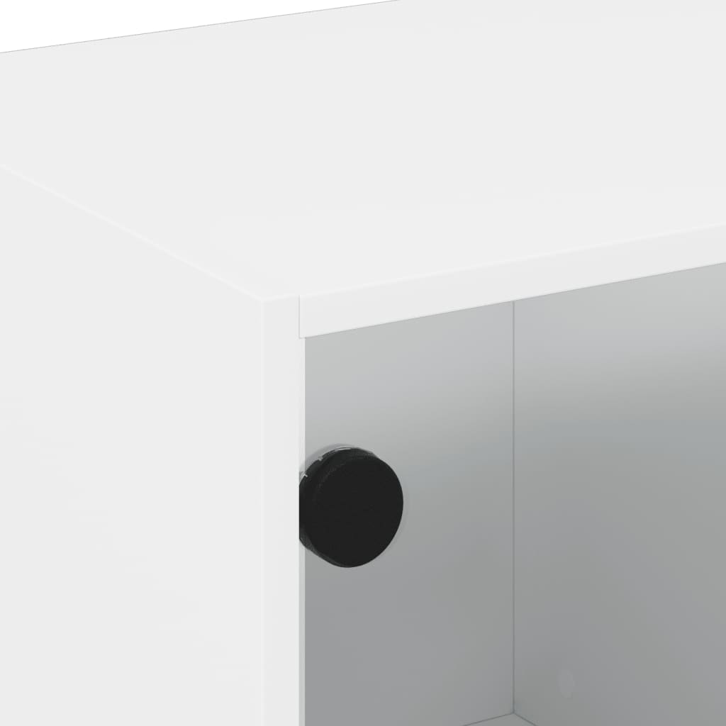 TV cabinet with glass doors, white, 68x37x42cm