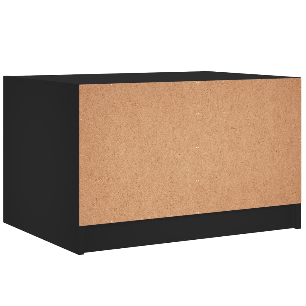 Coffee table with glass doors, black, 68x50x42cm