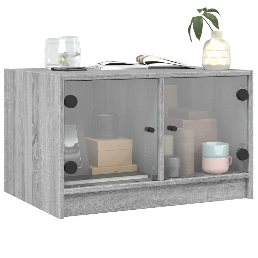 Coffee table with glass door, gray, 68x50x42cm