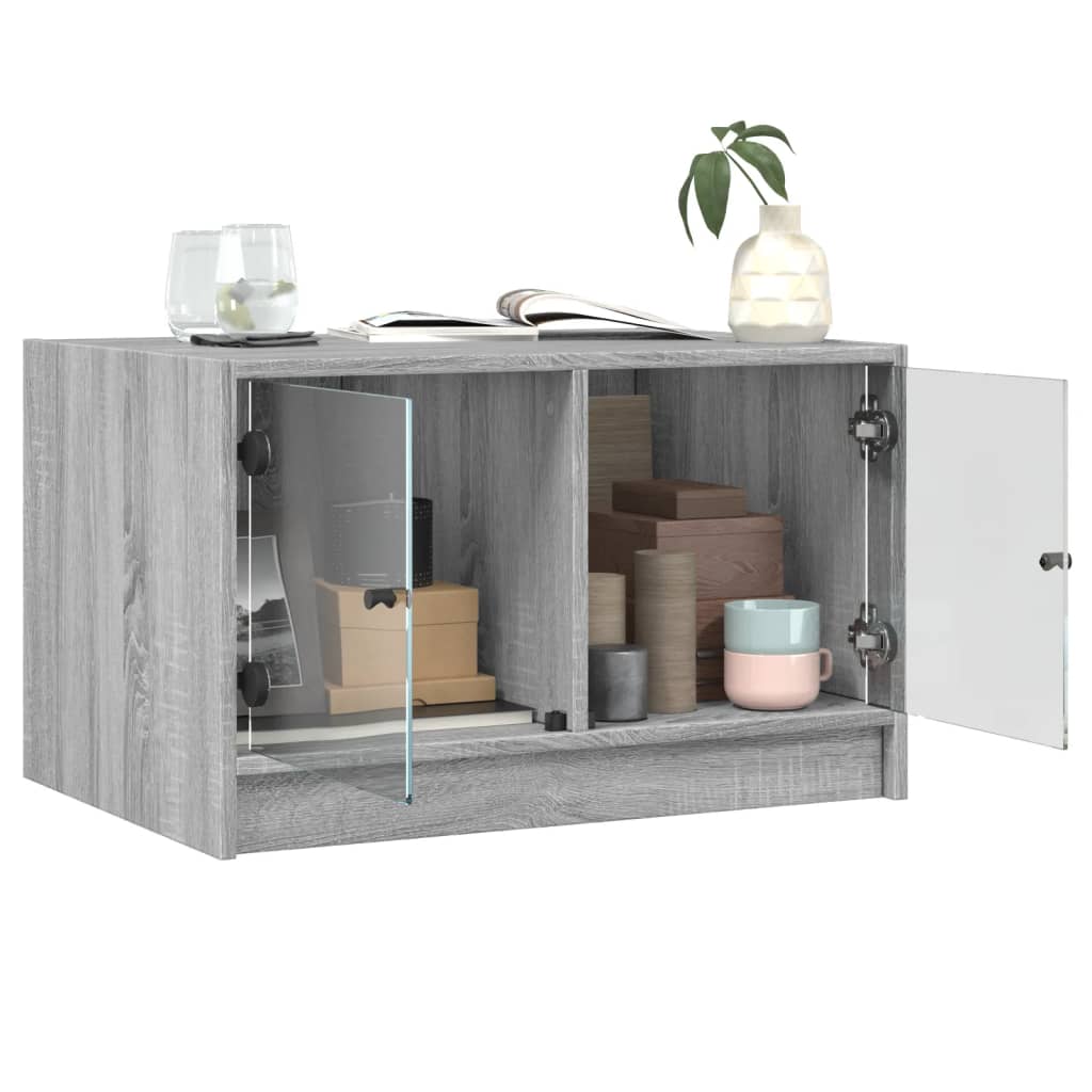 Coffee table with glass door, gray, 68x50x42cm