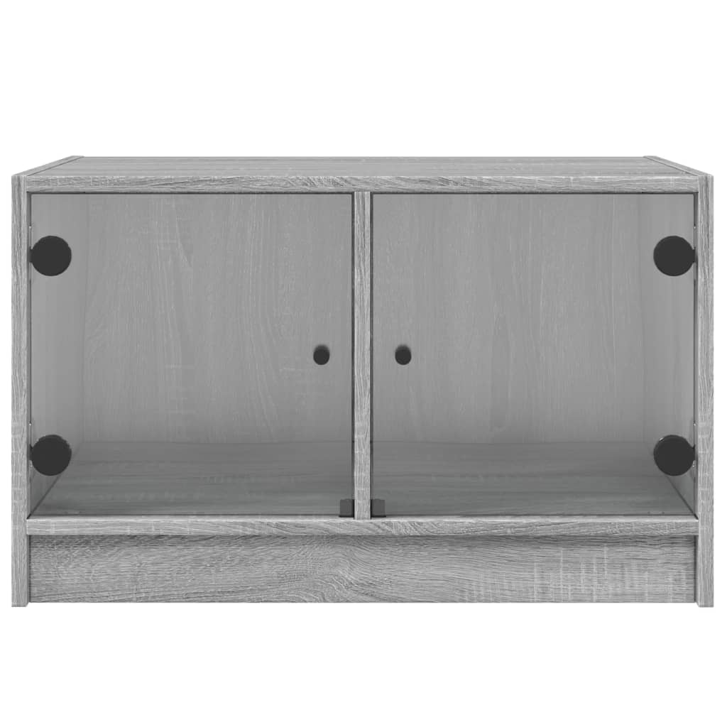 Coffee table with glass door, gray, 68x50x42cm