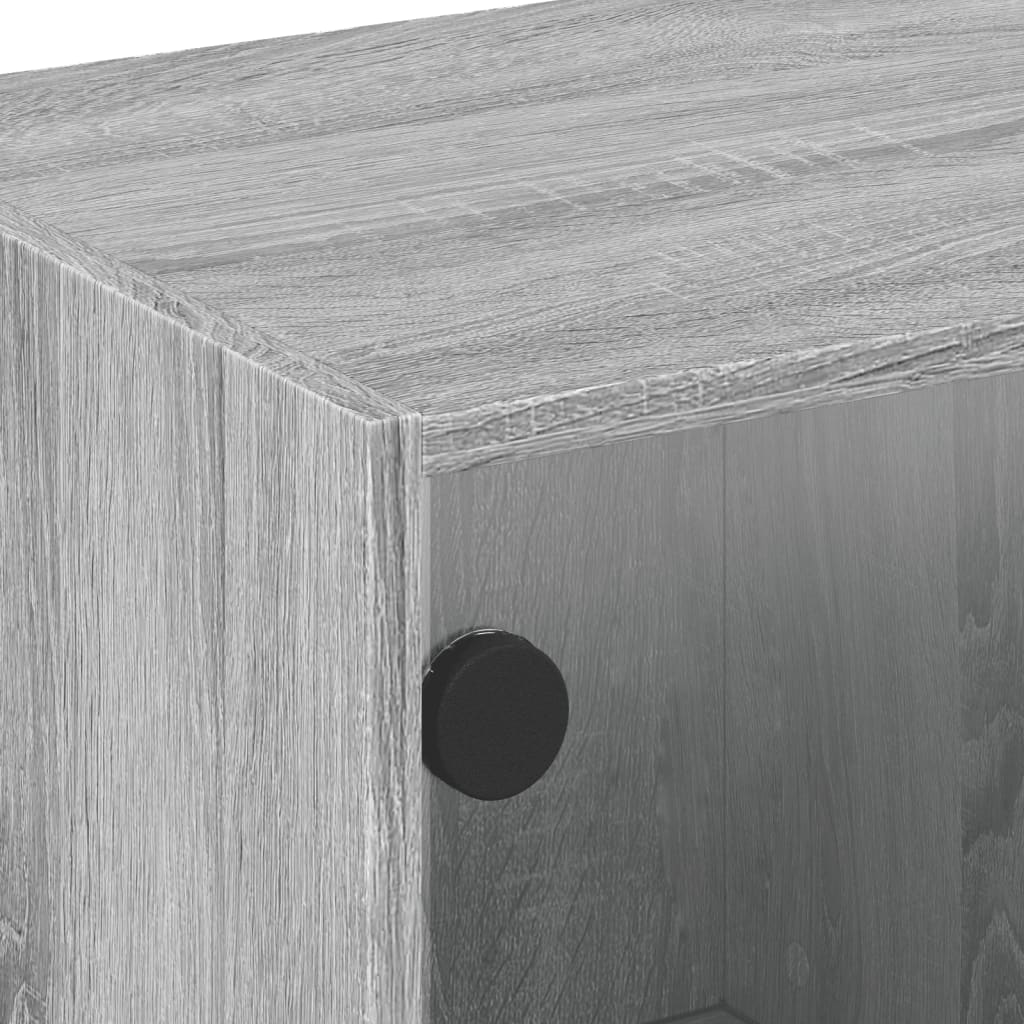 Coffee table with glass door, gray, 68x50x42cm