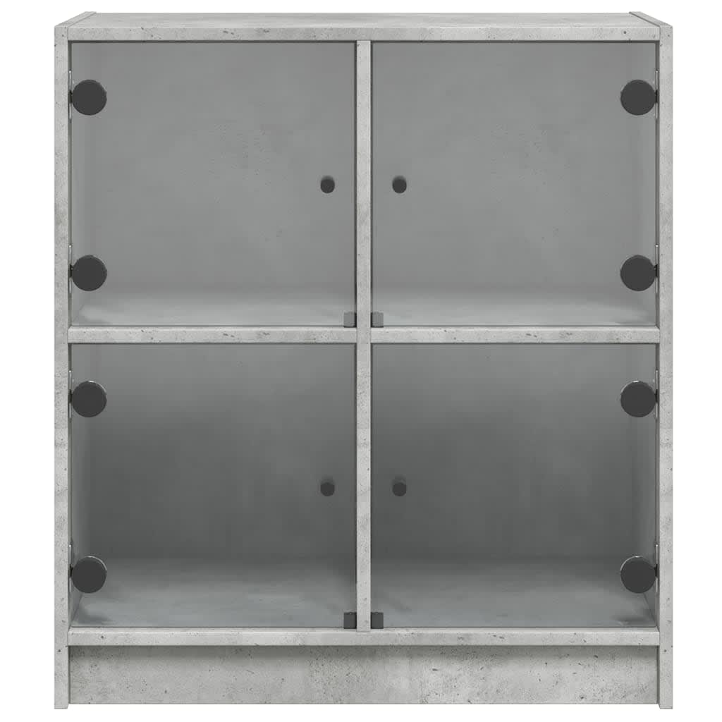 Šoninė spintelė su stiklinėmis durelėmis, betono, 68x37x75,5cm
