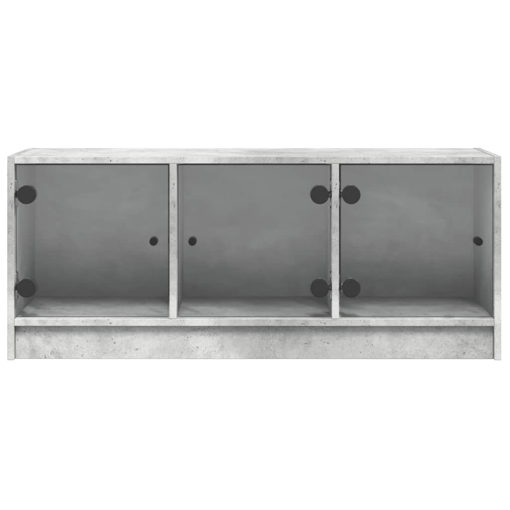TV cabinet with glass doors, concrete, 102x37x42cm