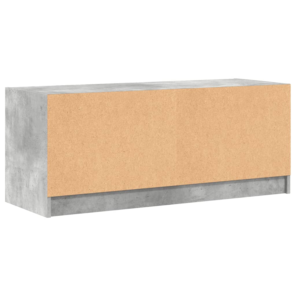 TV cabinet with glass doors, concrete, 102x37x42cm