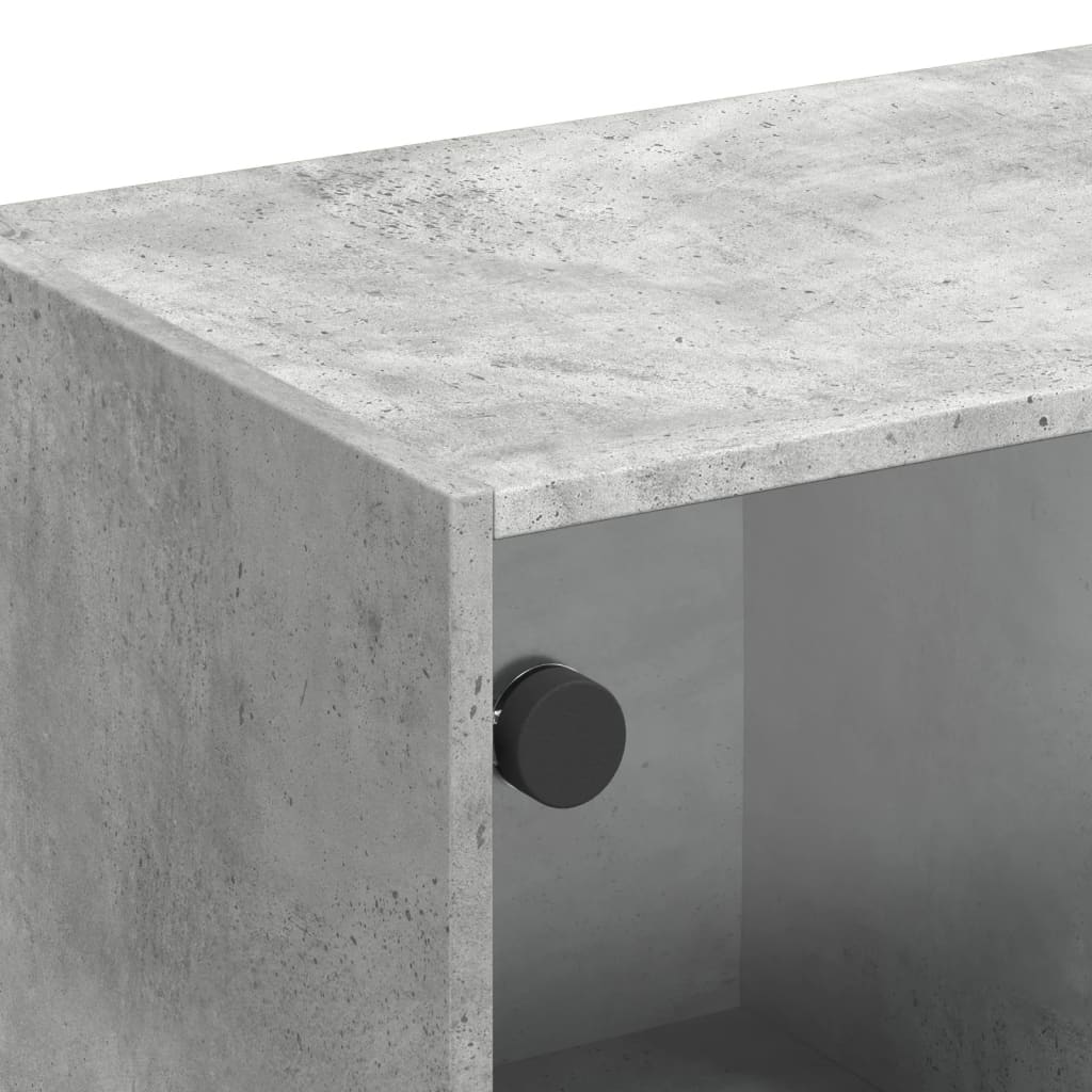 TV cabinet with glass doors, concrete, 102x37x42cm