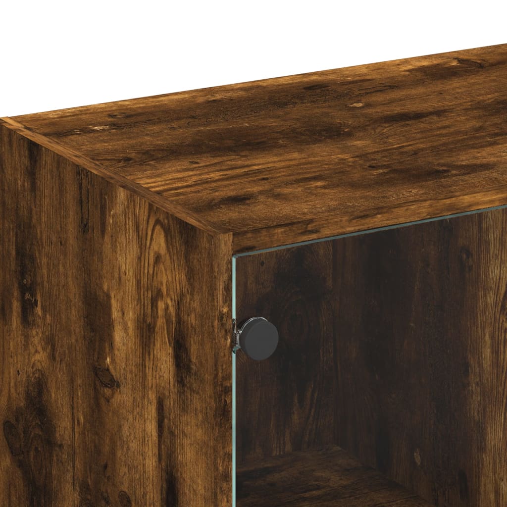TV cabinet with glass doors, smoky, 102x37x42cm