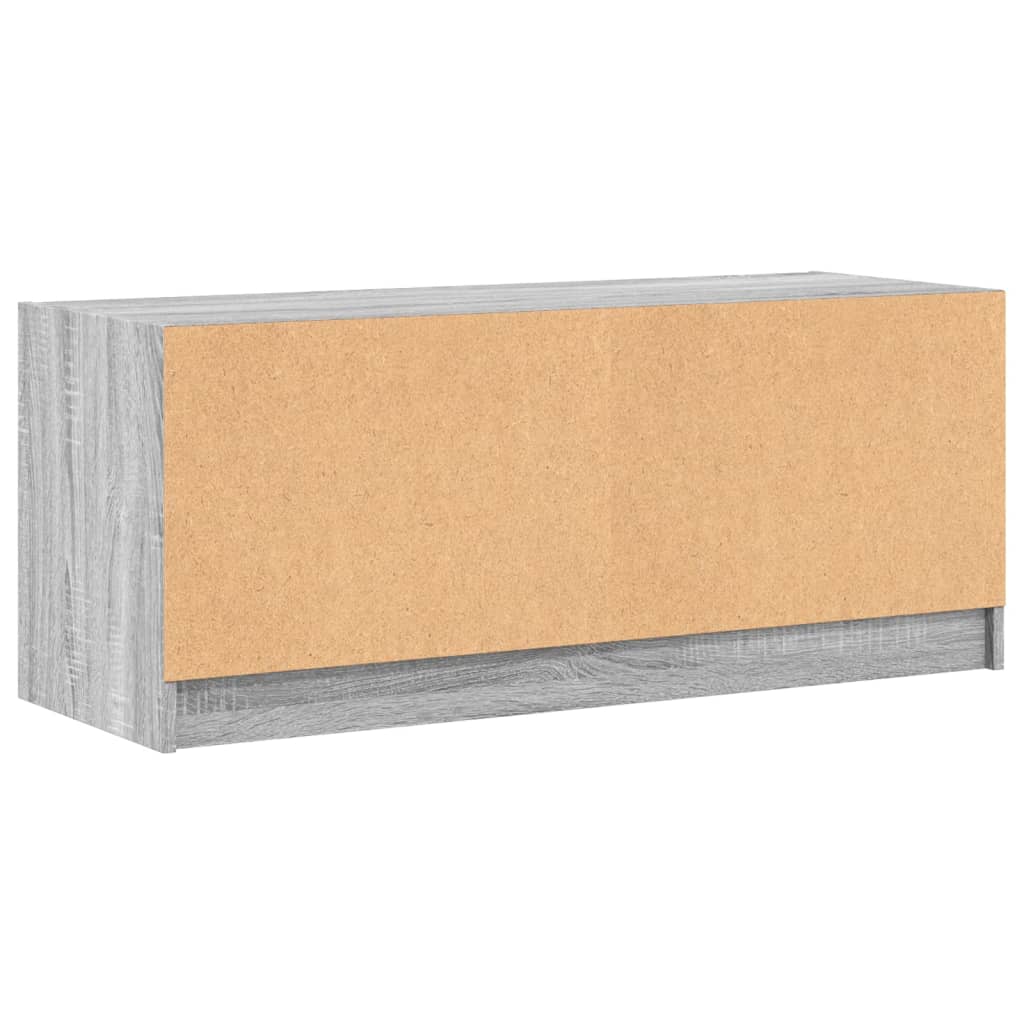 TV skapītis ar stikla durvīm, pelēks ozols, 102x37x42cm