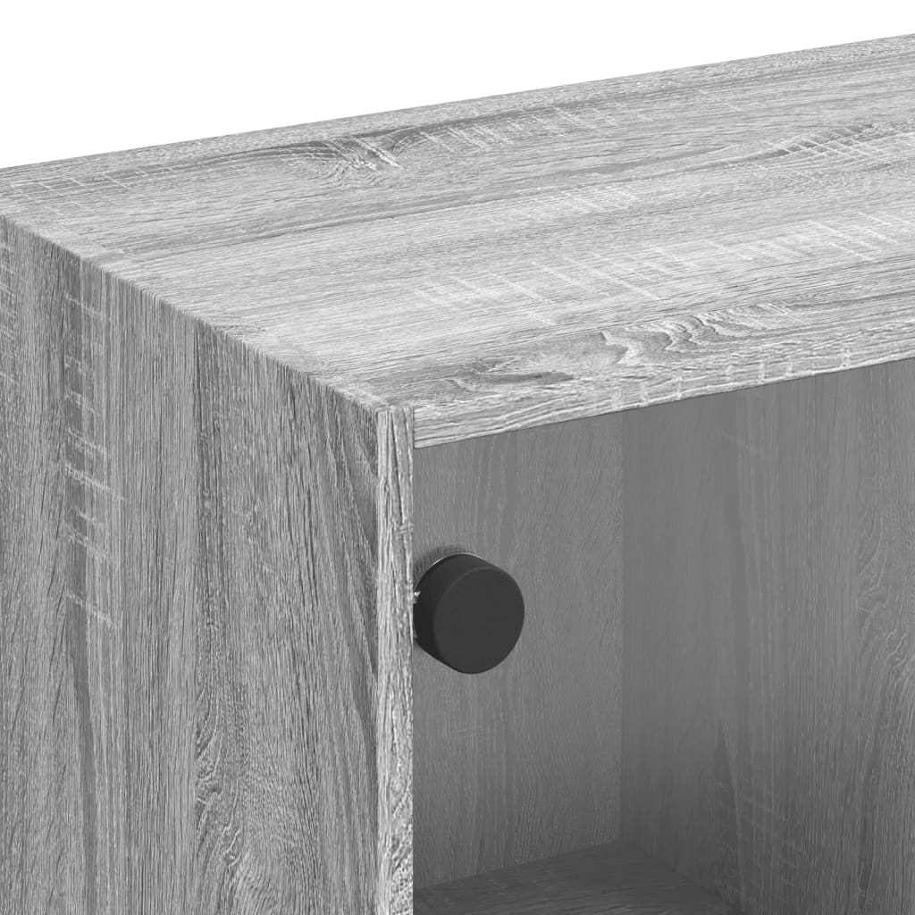 TV skapītis ar stikla durvīm, pelēks ozols, 102x37x42cm