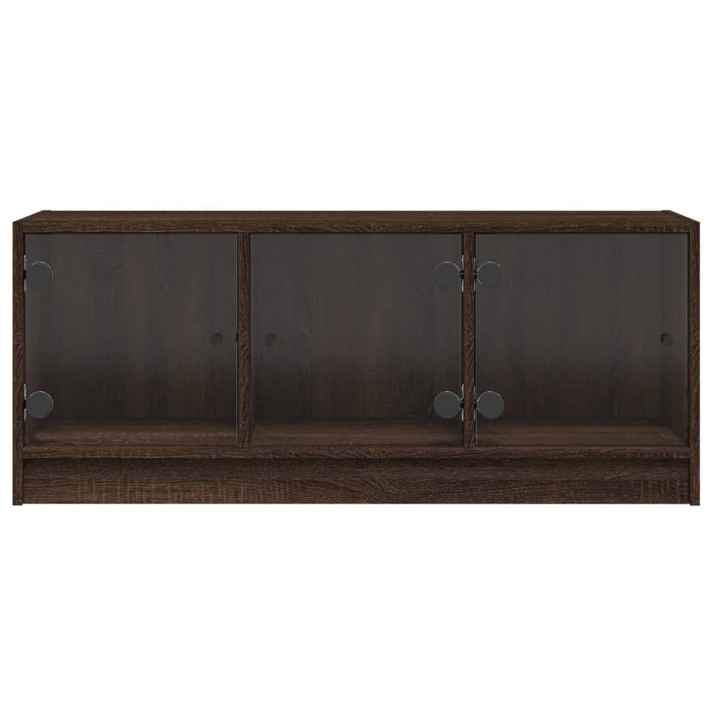 TV spintelė su stiklinėmis durelėmis, ruda ąžuolo, 102x37x42cm