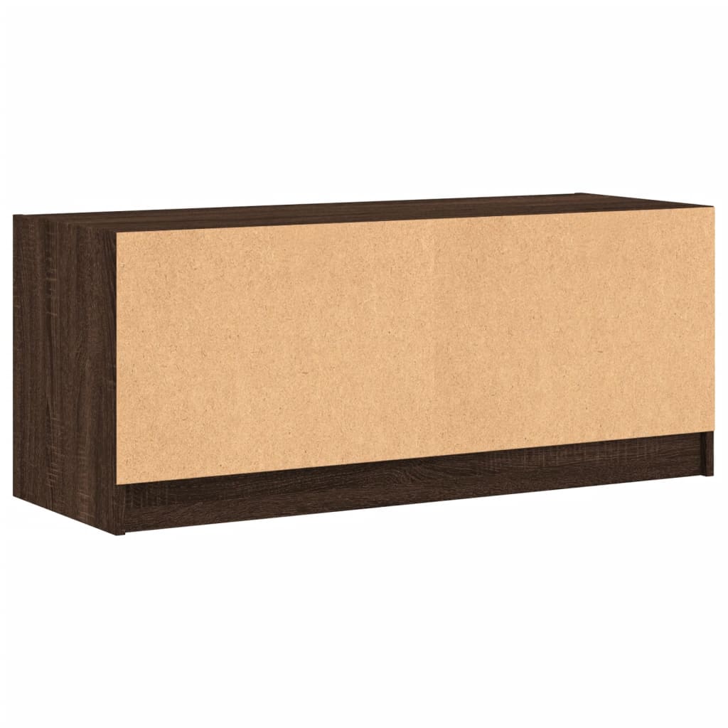 TV skapītis ar stikla durvīm, brūns ozols, 102x37x42cm