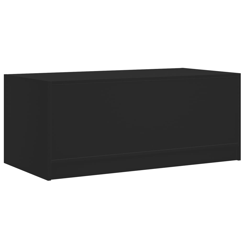 Coffee table with glass doors, black, 102x50x42cm