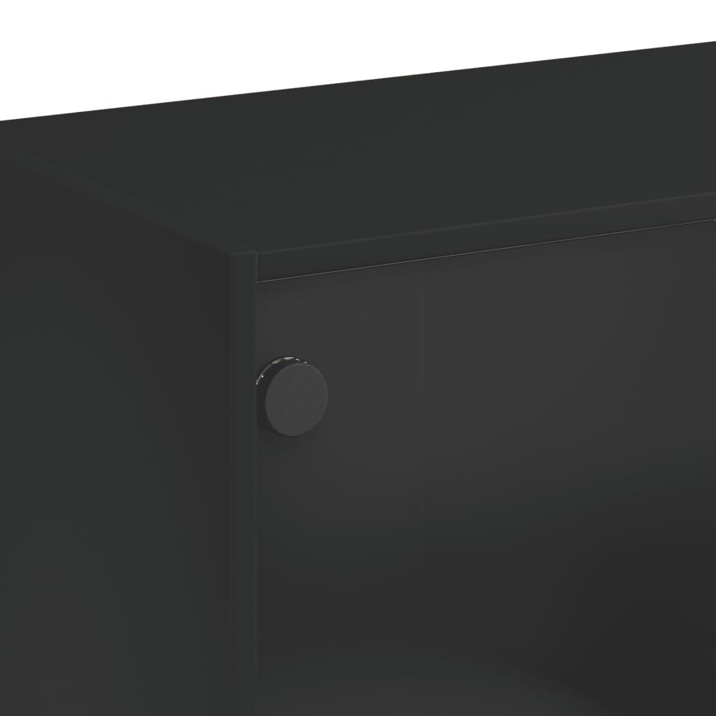 Coffee table with glass doors, black, 102x50x42cm