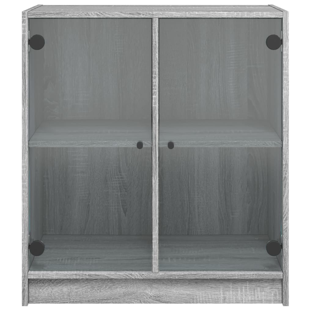 Side cabinet with glass doors, gray, 68x37x75.5cm